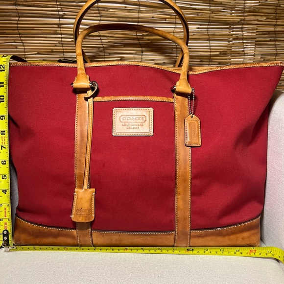 🍎Coach Red and Tan Large vintage travel Tote Bag🍎 - Picture 8 of 10